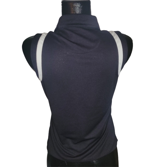 Women's Black Sleeveless Polo Top With White Trim S - Picture 5 of 6
